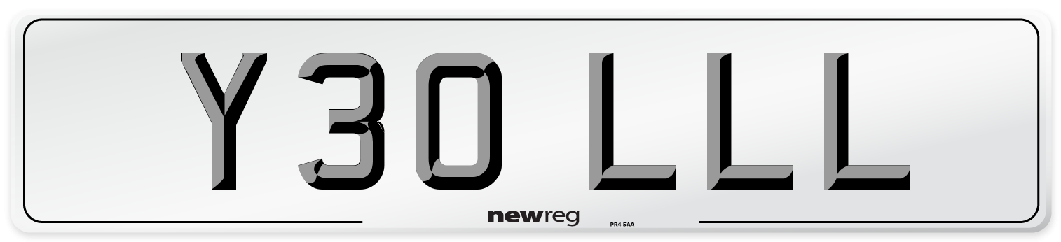 Y30 LLL Number Plate from New Reg
